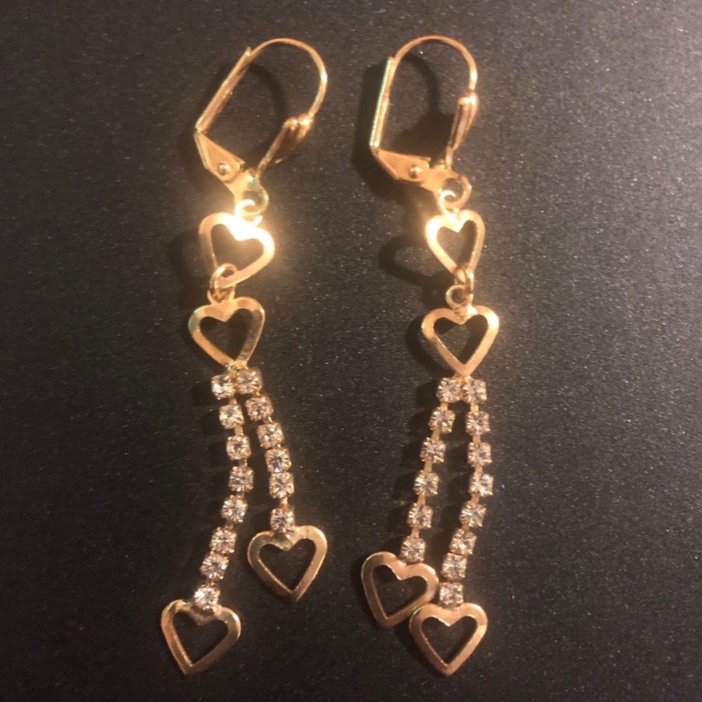 Gold Filled Drop Earrings Heart